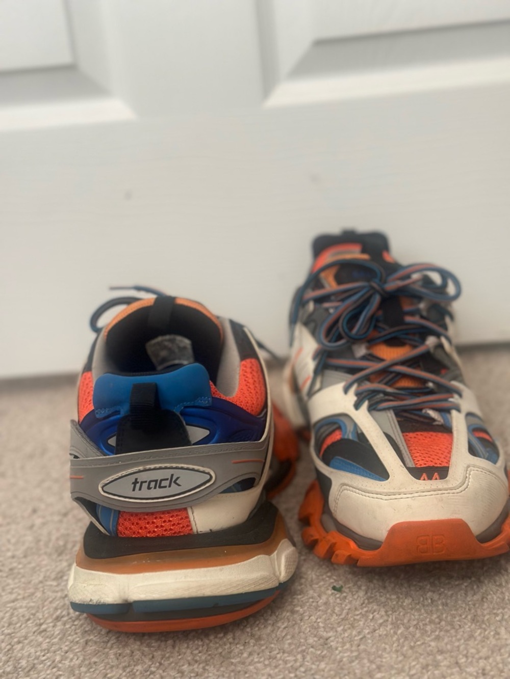Balenciaga Men's Track 2 Sneakers in Orange and Blue - Picture 3 of 7
